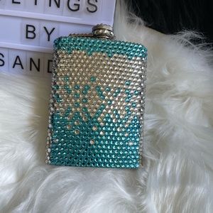 Bling with glass rhinestones 8oz flask.